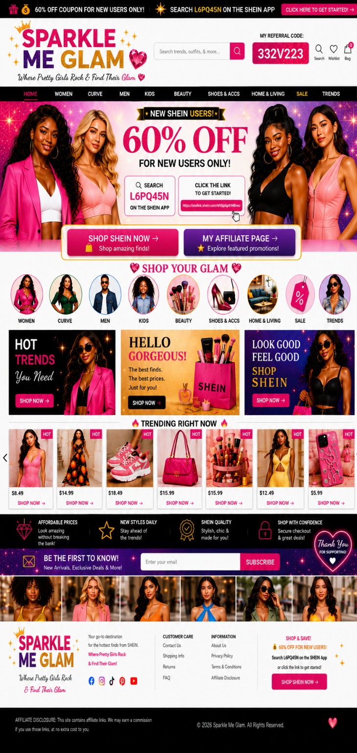 Sparkle Me Glam full website homepage